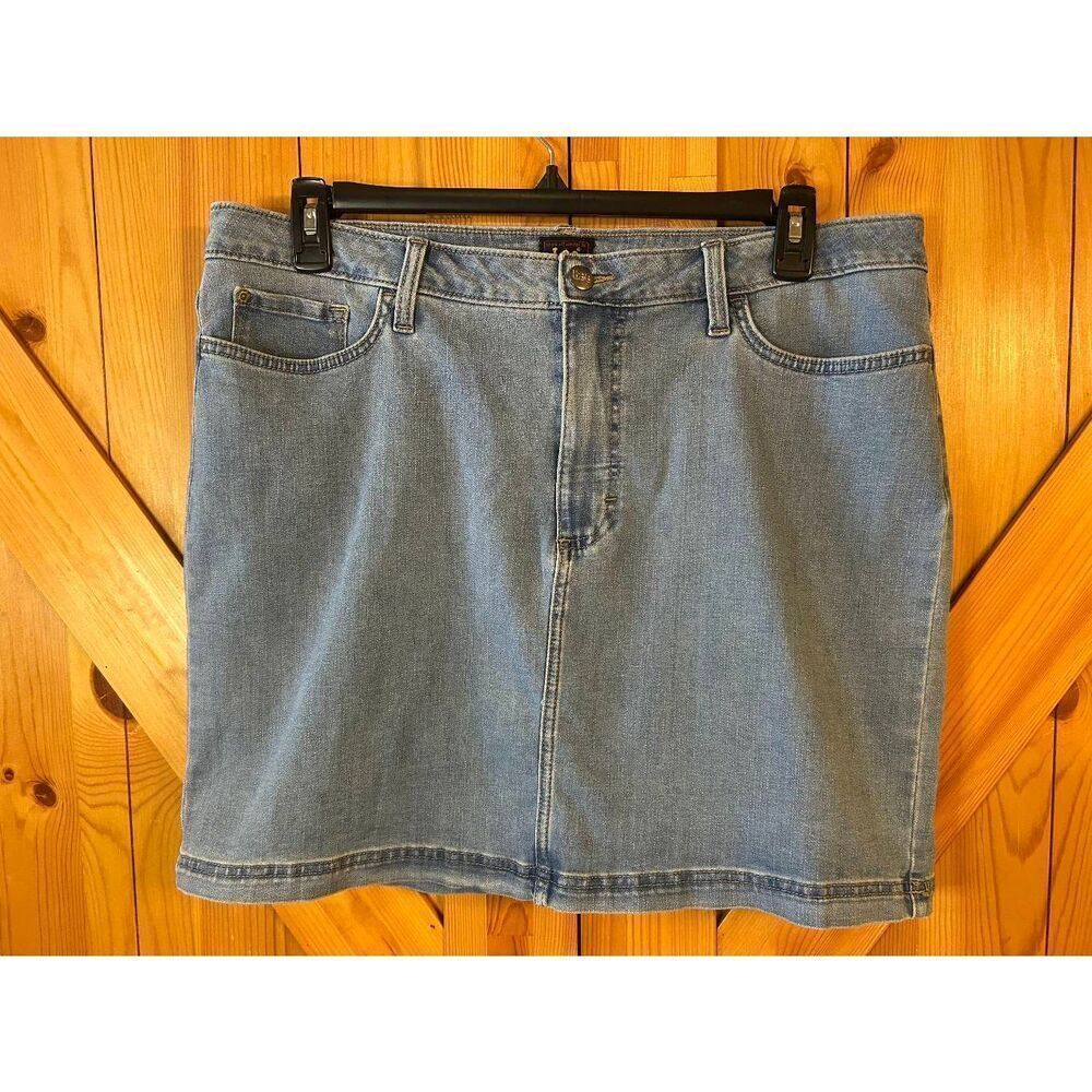 Lee Jean Skirt Built In Shorts Light Wash Stretch Size 18 (5309)